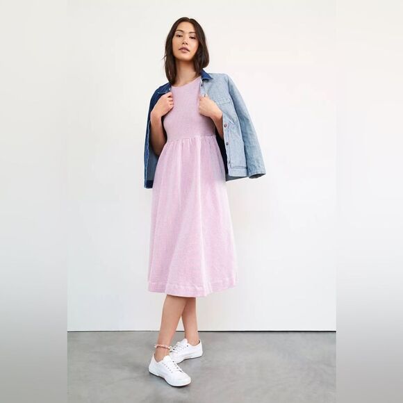 Maeve Everyday Midi Dress | XSmall | Pink + White - Picture 1 of 14